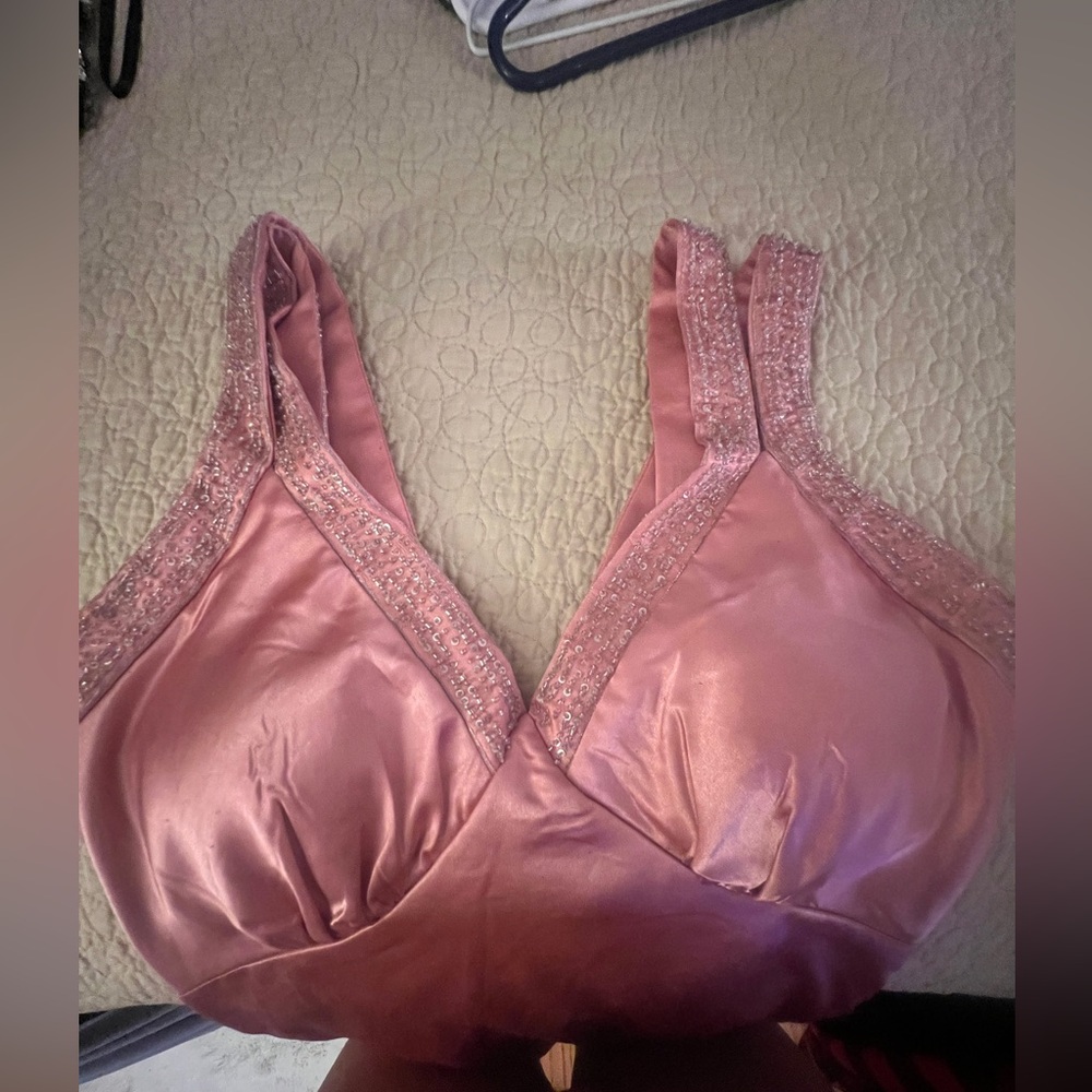 Elegant Pink Satin Prom Dress - Picture 7 of 10
